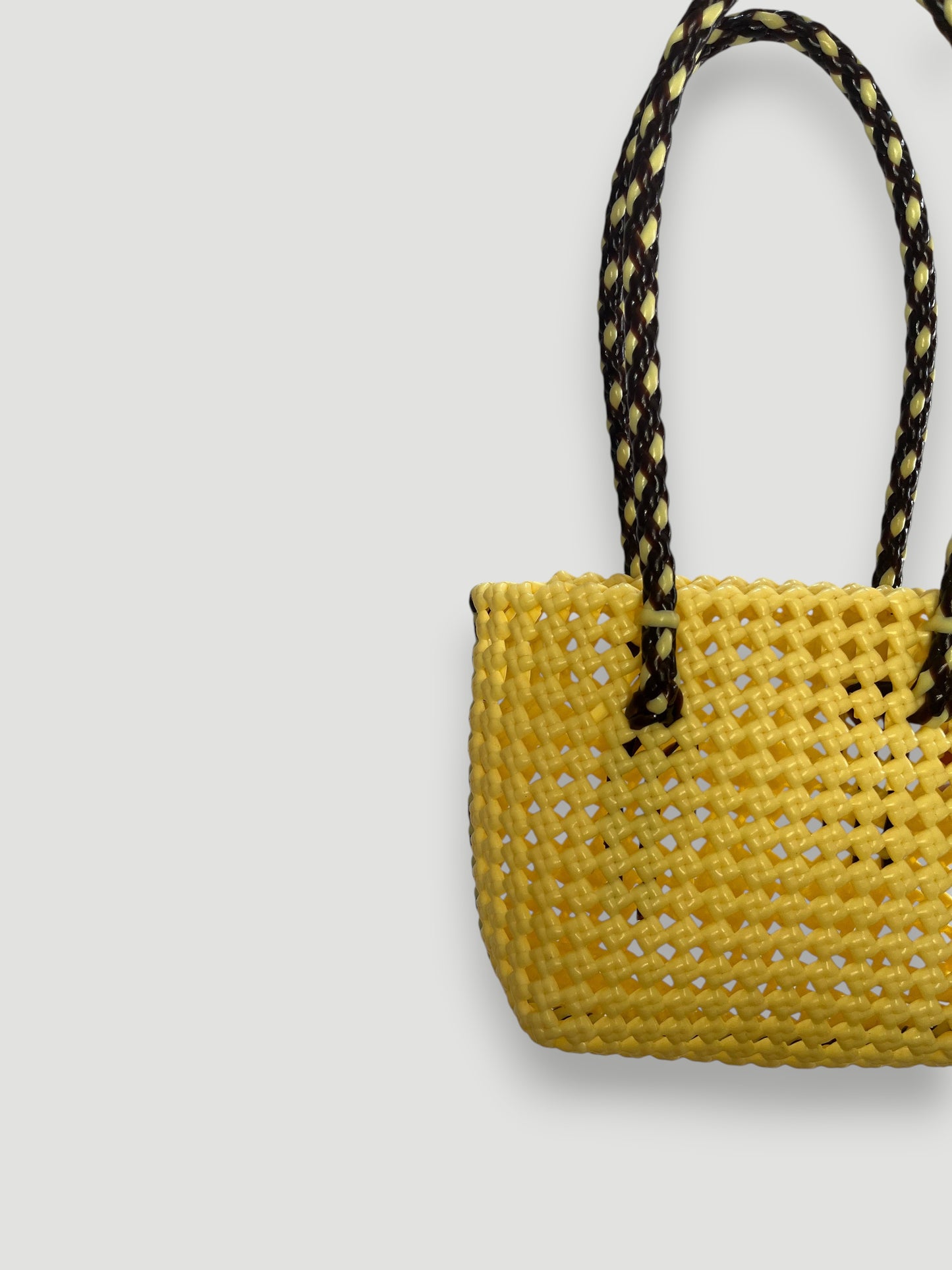 N°347XS bis - SAC PANIER TRESSÉ MAIN - MINI - crème & marron