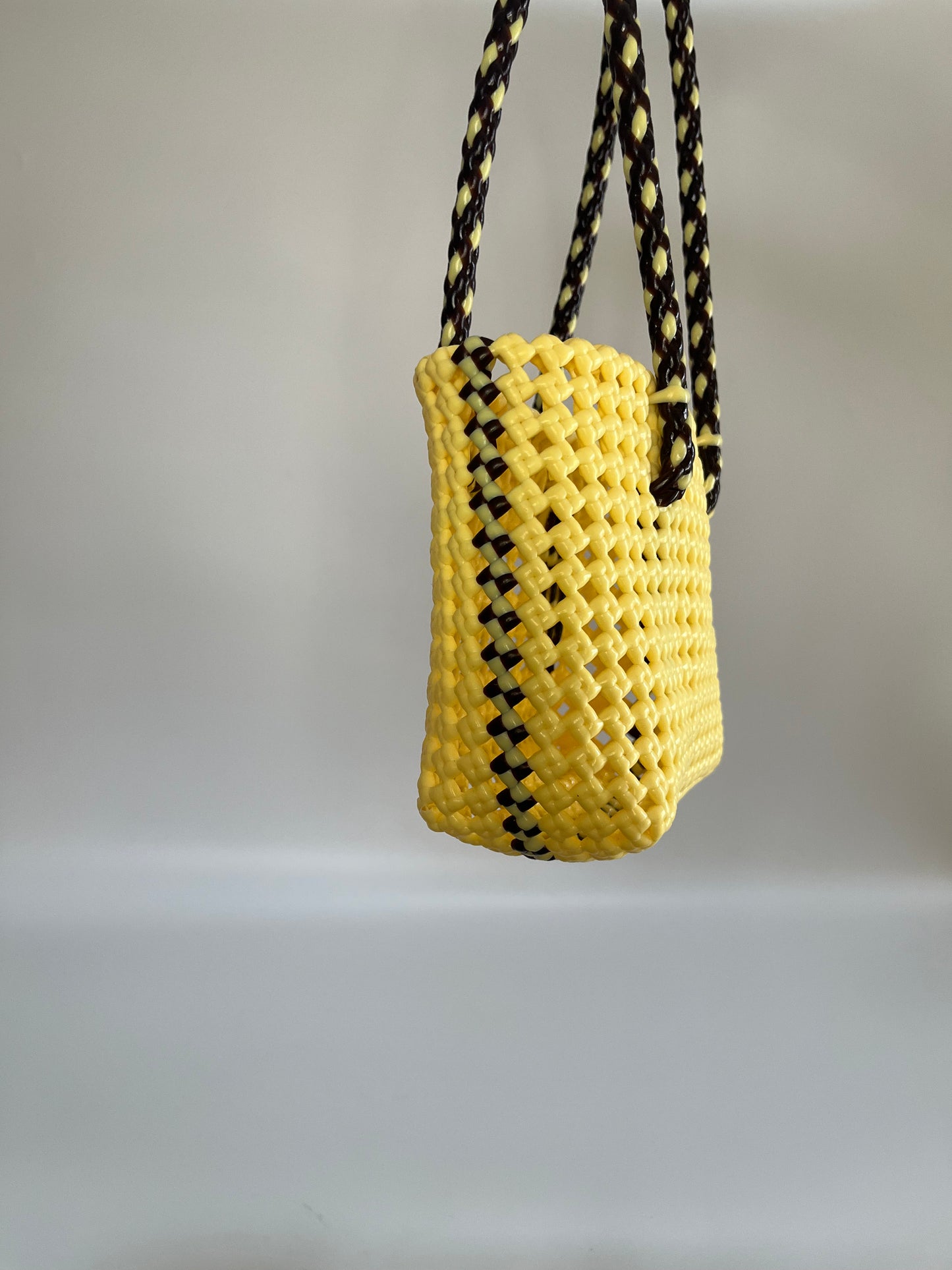 No. 347XS - Hand-braided basket bag - mini - cream &amp; brown