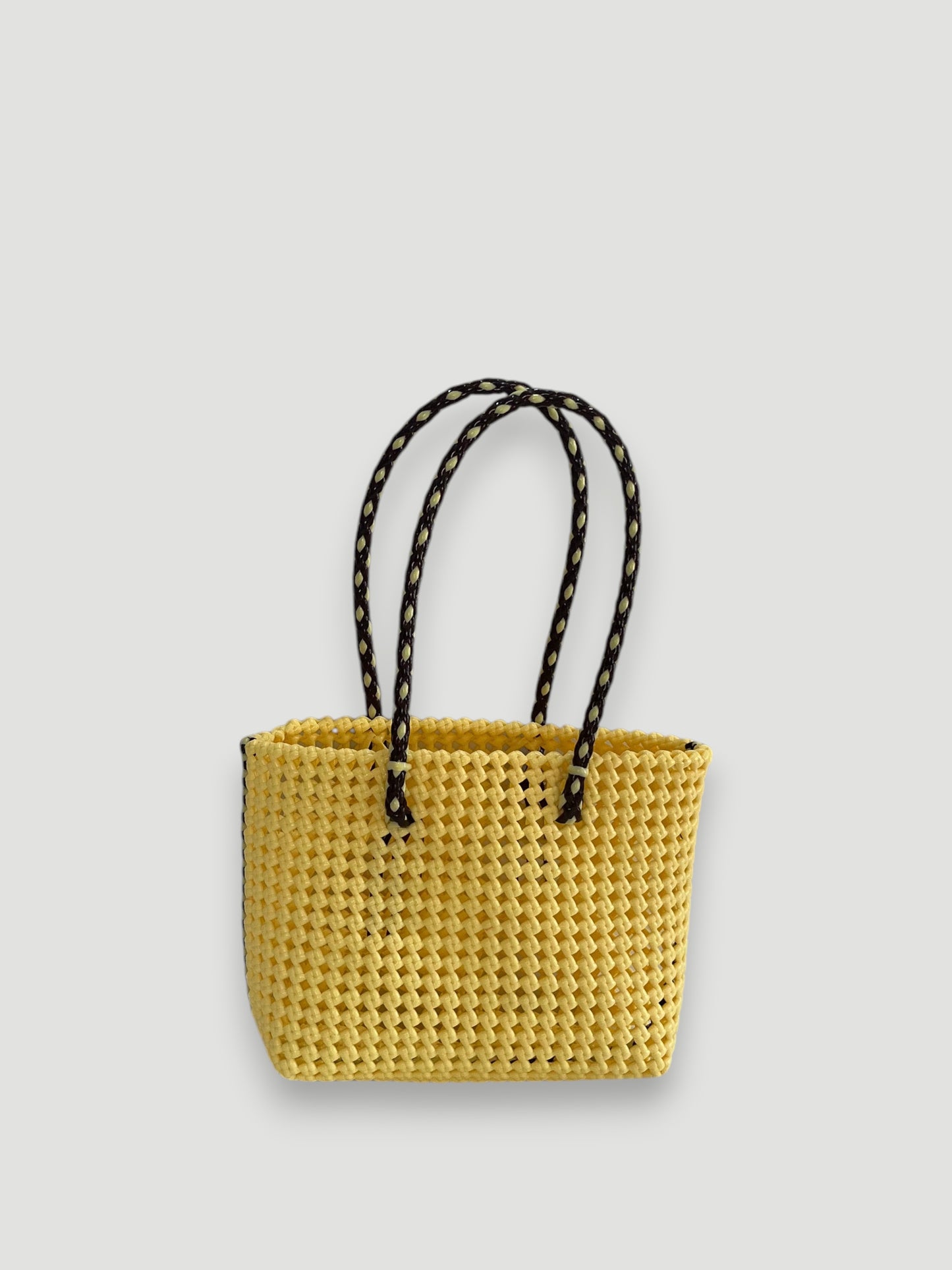N°347S bis - SAC PANIER TRESSÉ MAIN - PETIT - crème & marron