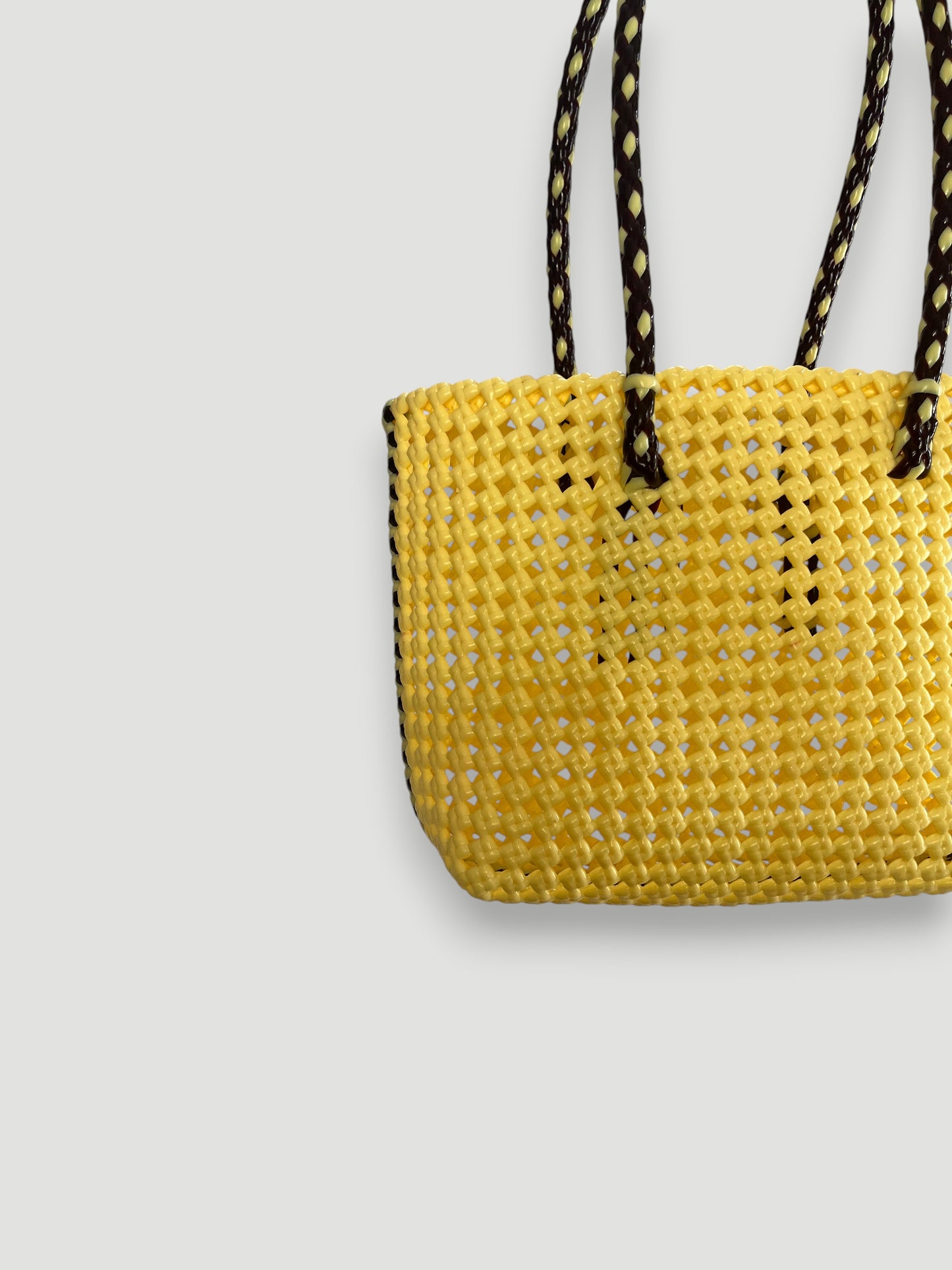 N°347S bis - SAC PANIER TRESSÉ MAIN - PETIT - crème & marron