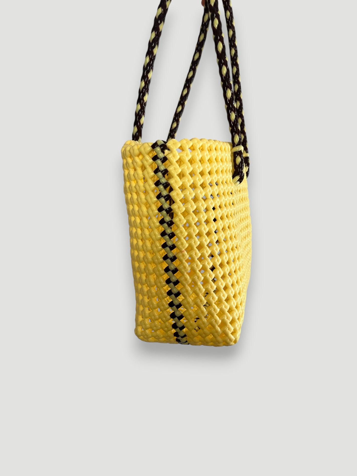 N°347S bis - SAC PANIER TRESSÉ MAIN - PETIT - crème & marron