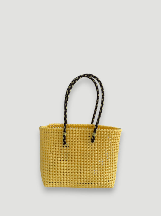 N°347M bis - SAC PANIER TRESSÉ MAIN - MOYEN - crème & marron
