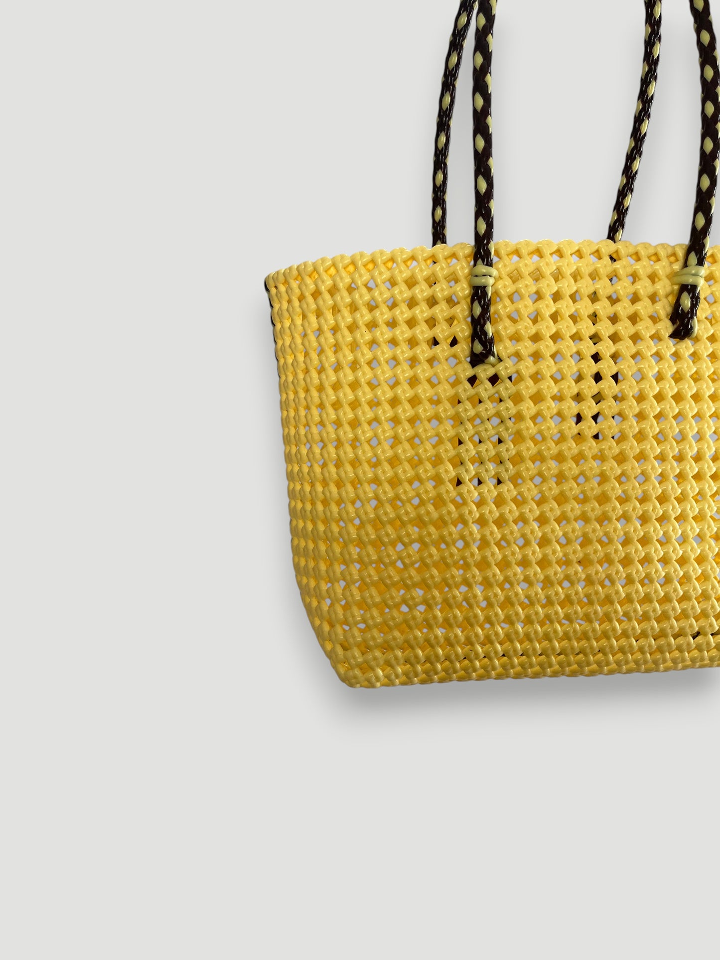 N°347M bis - SAC PANIER TRESSÉ MAIN - MOYEN - crème & marron