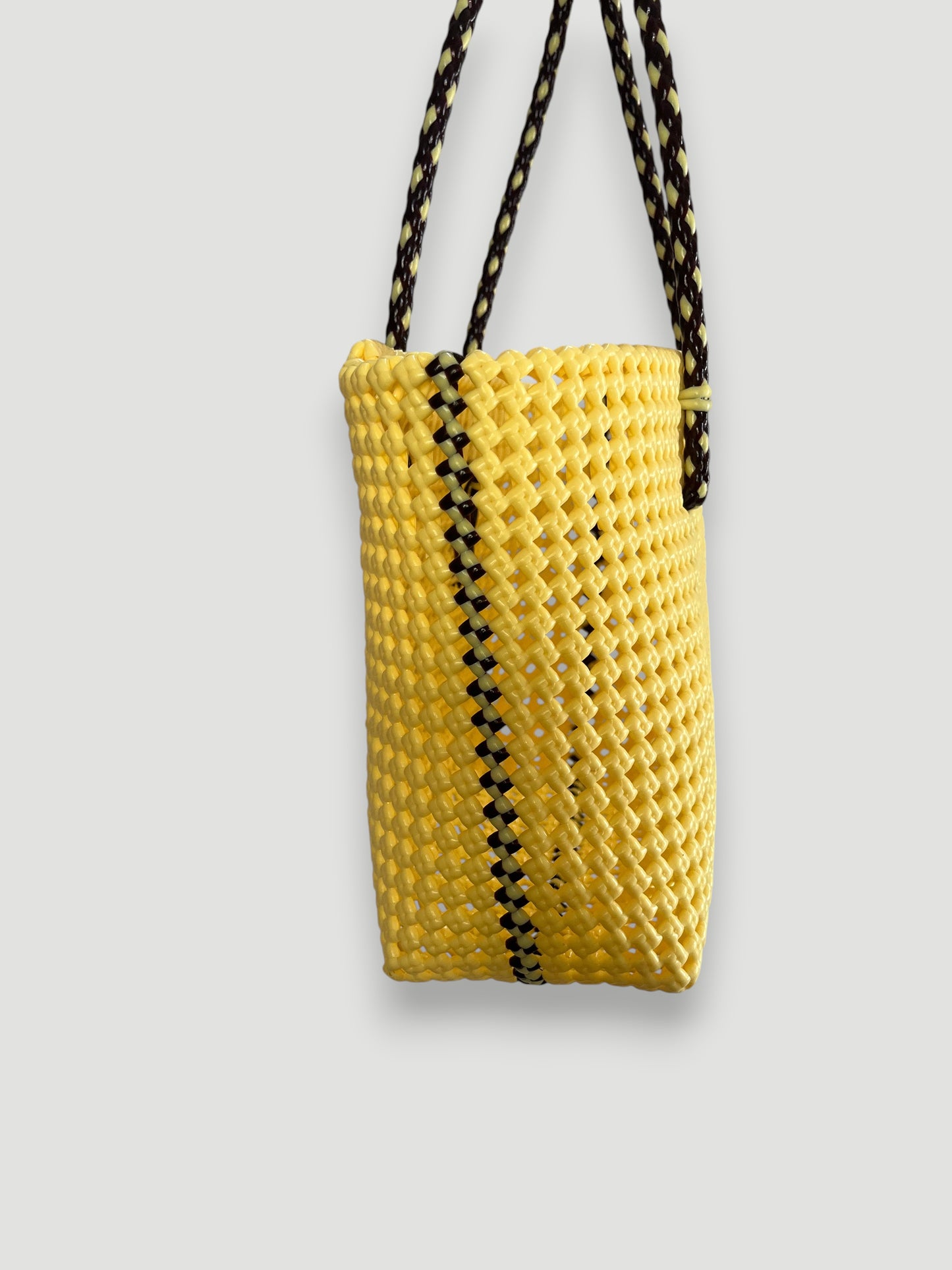 N°347M bis - SAC PANIER TRESSÉ MAIN - MOYEN - crème & marron