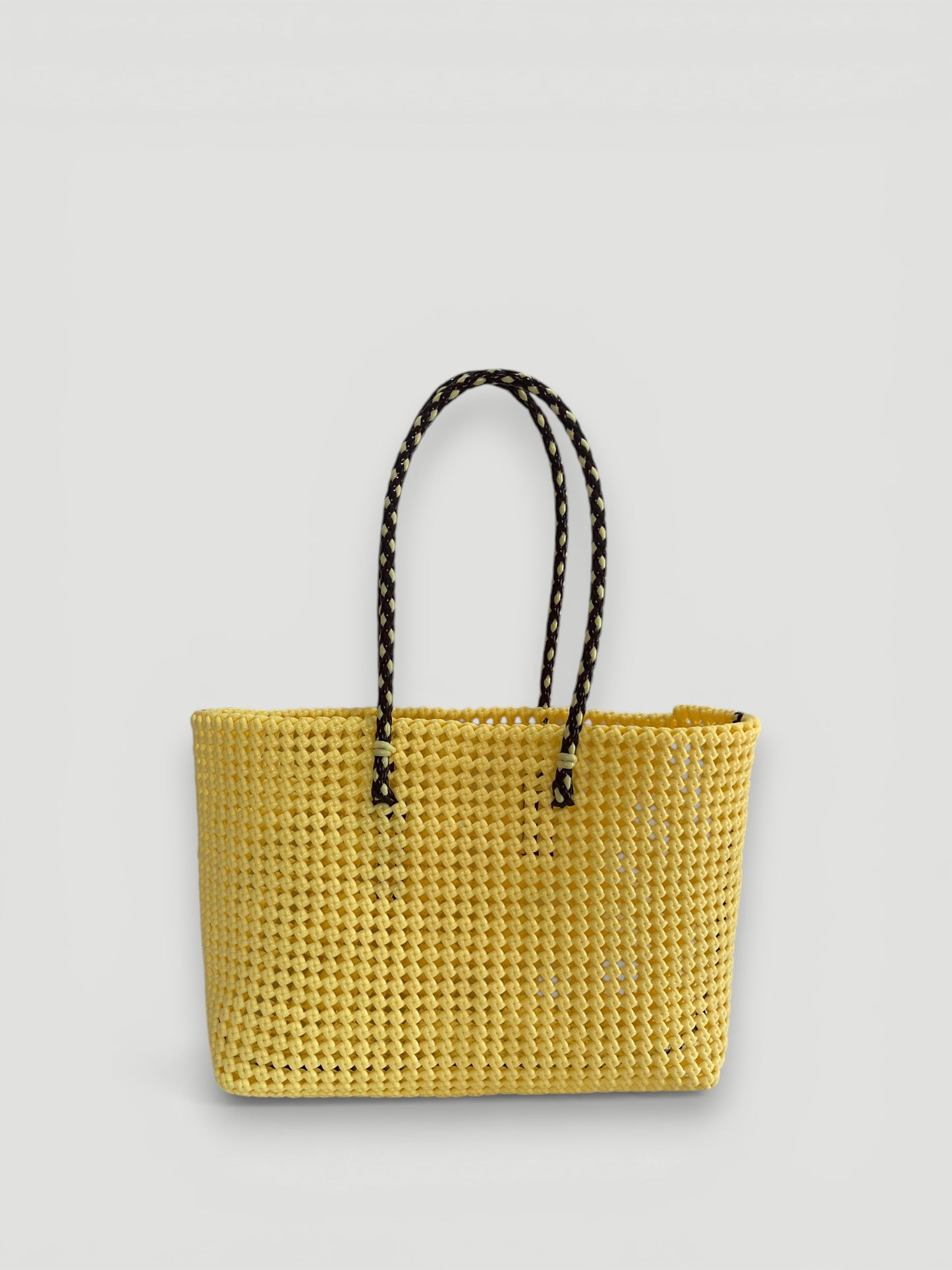 N°347L bis - SAC PANIER TRESSÉ MAIN - GRAND - crème & marron