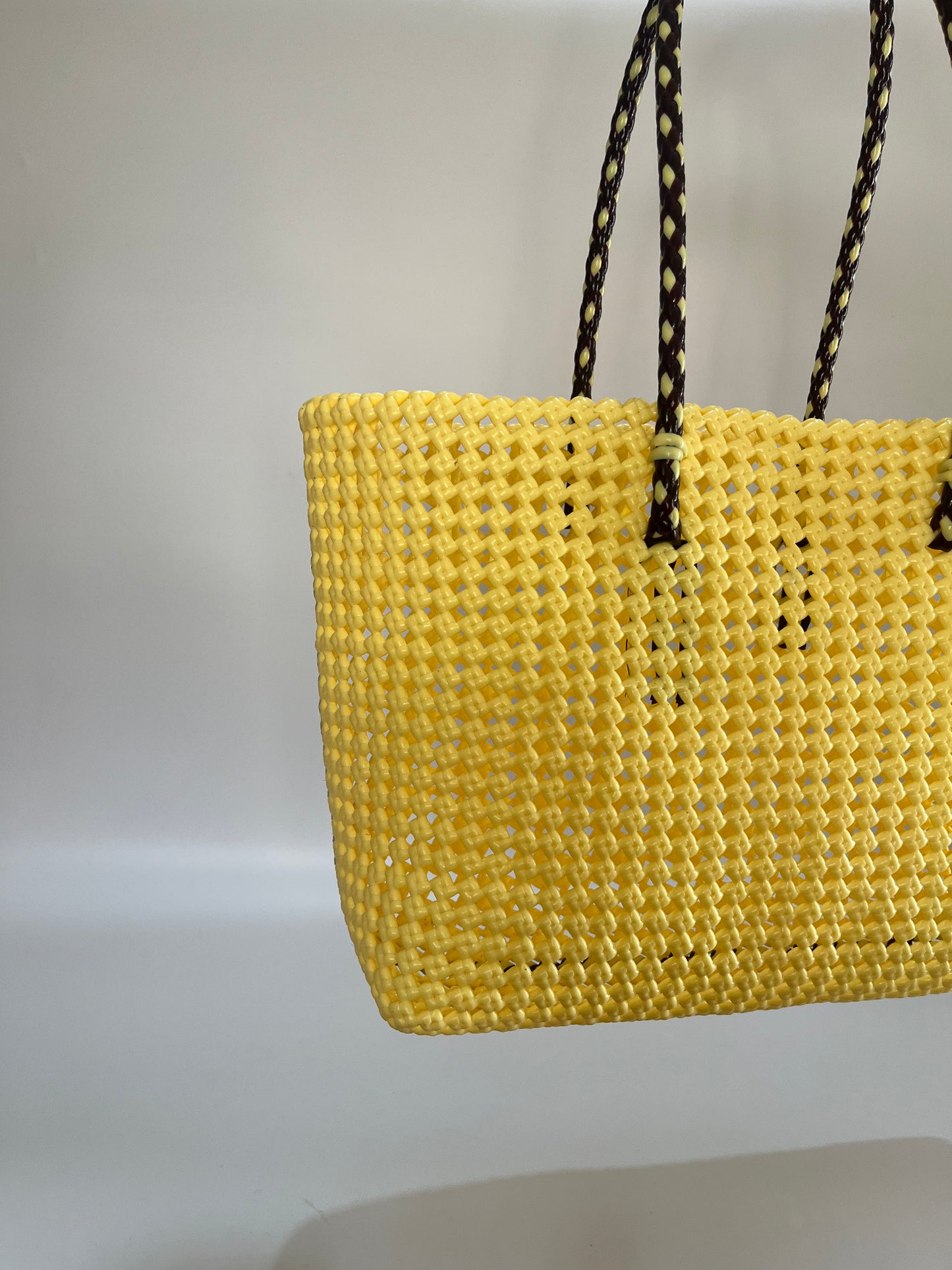 No. 347L - Hand-woven basket bag - large - cream &amp; brown