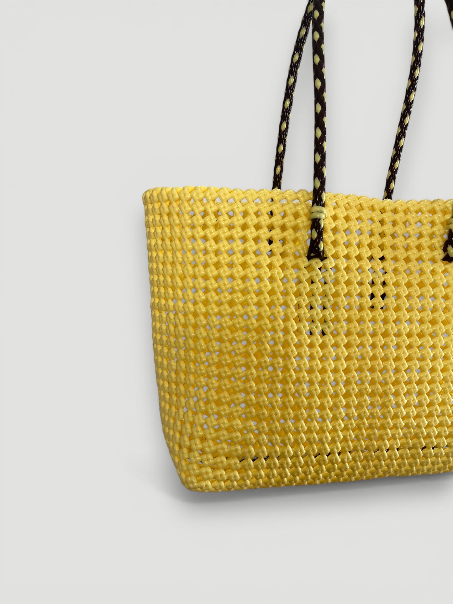 N°347L bis - SAC PANIER TRESSÉ MAIN - GRAND - crème & marron