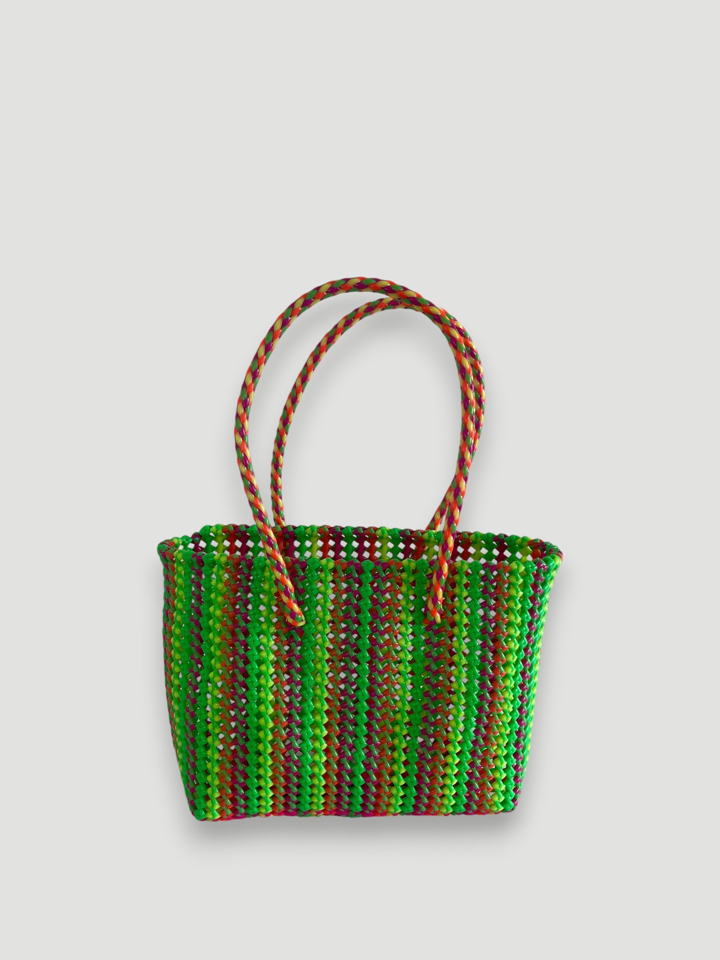 N°274M - SAC PANIER TRESSÉ MAIN - MOYEN - multicolors