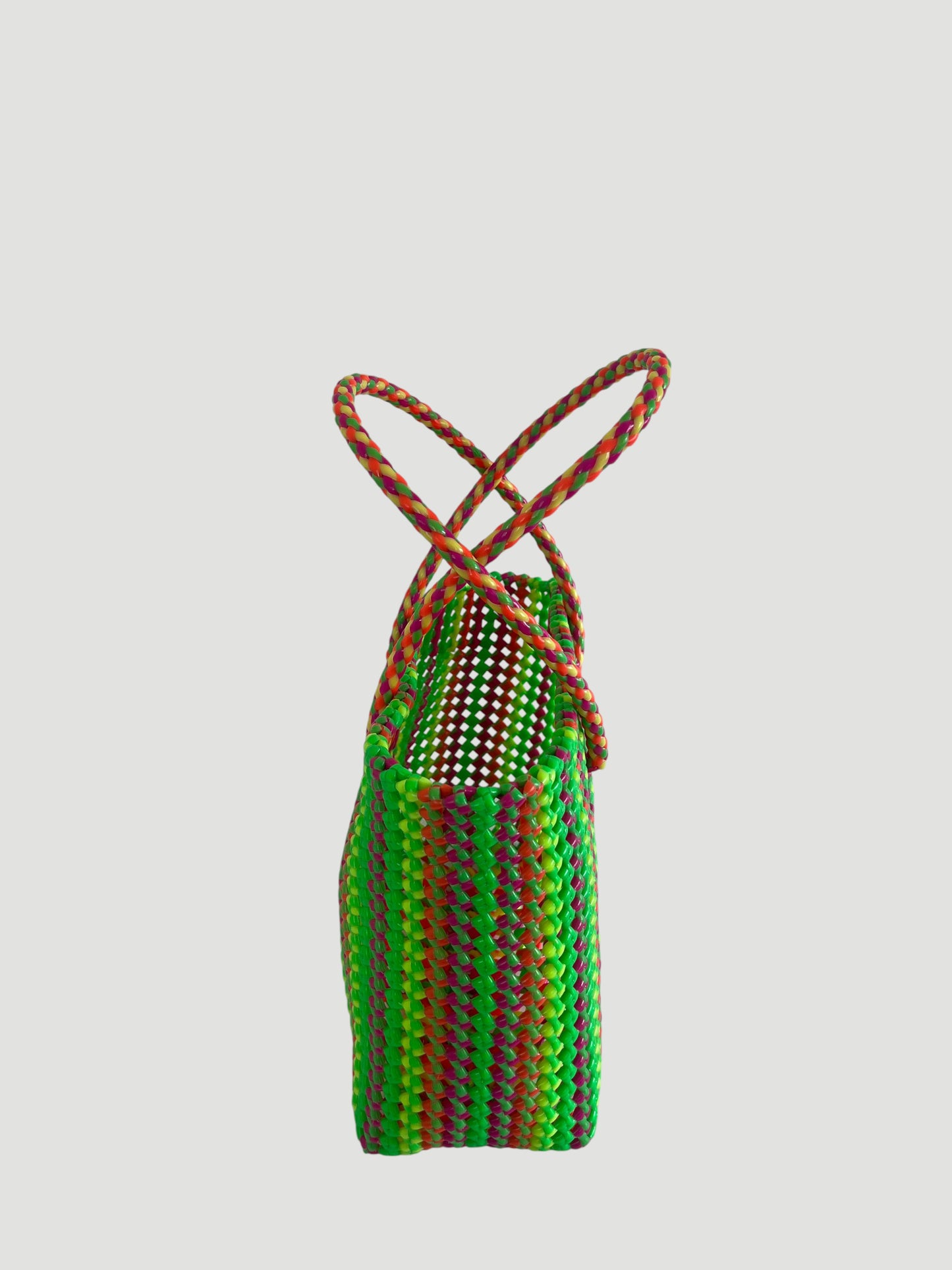 N°274M - SAC PANIER TRESSÉ MAIN - MOYEN - multicolors