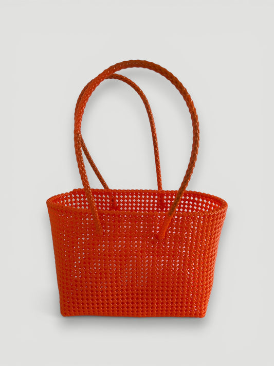 N°140L - SAC PANIER TRESSÉ MAIN - GRAND - orange