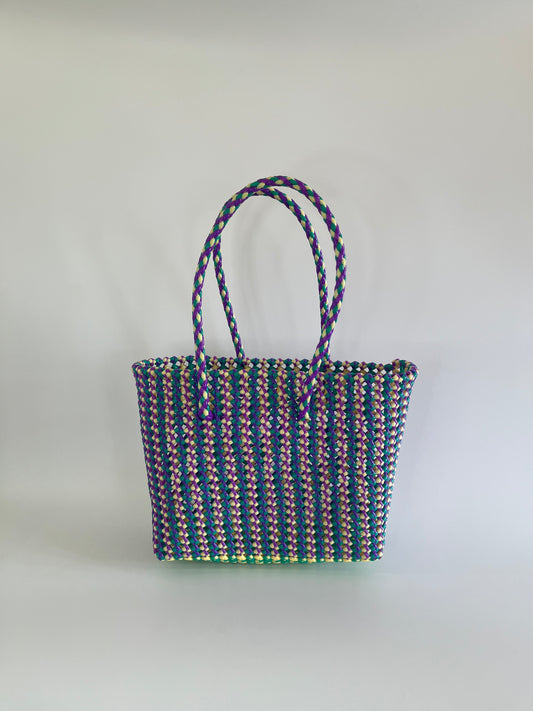 N°277M - SAC CABAS TRESSÉ MAIN - MOYEN - multicolors