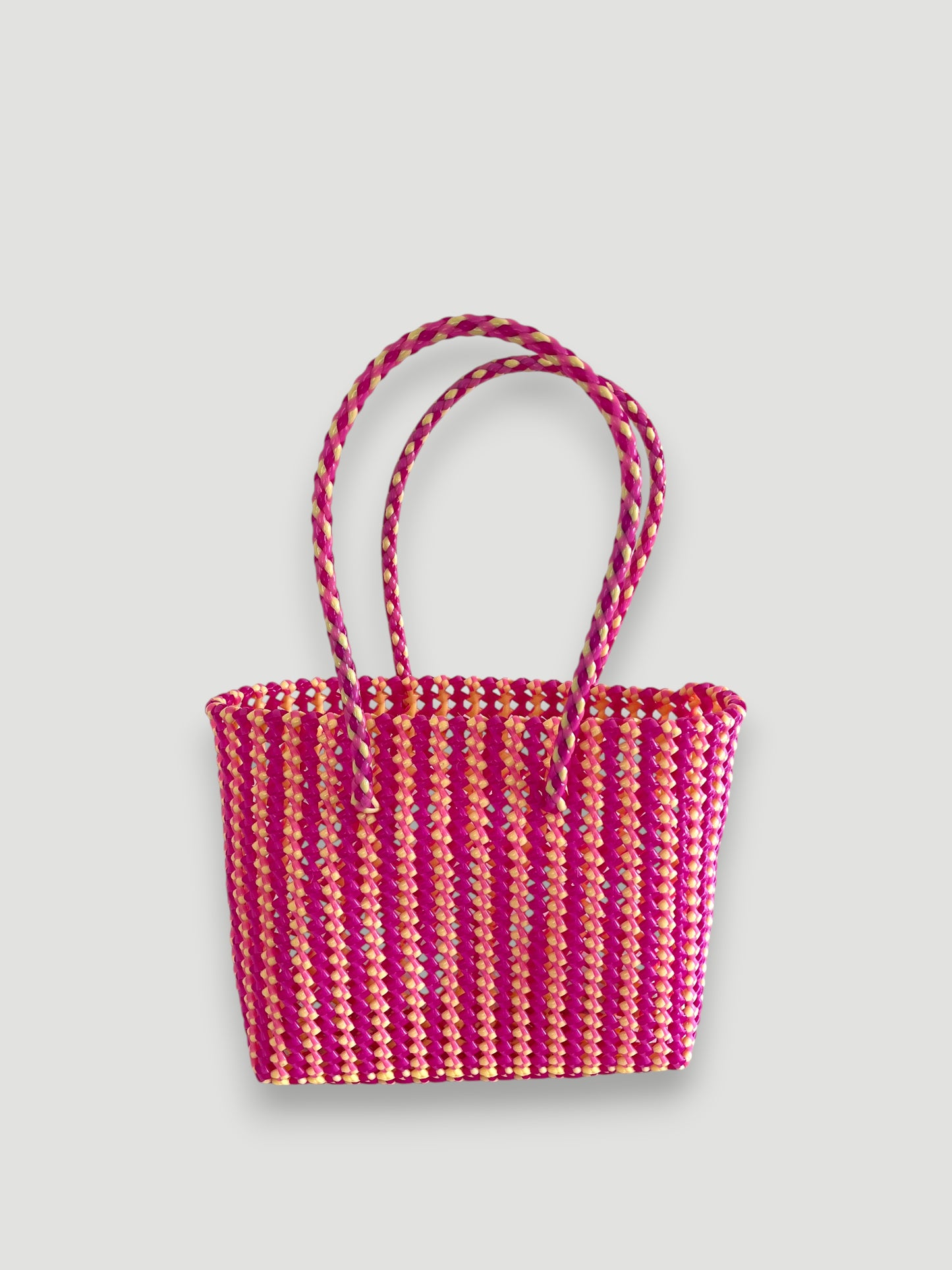 N°278M - SAC PANIER TRESSÉ MAIN - MOYEN - multicolors