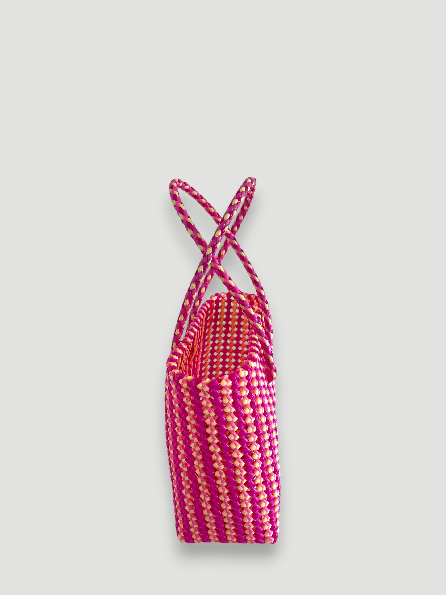 N°278M - SAC PANIER TRESSÉ MAIN - MOYEN - multicolors