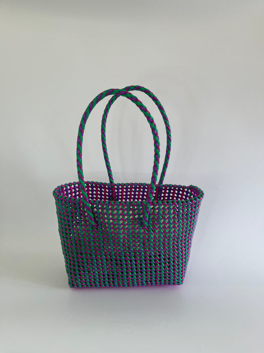 N°279M - SAC CABAS TRESSÉ MAIN - MOYEN - multicolors