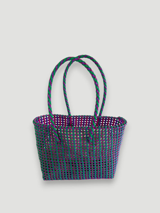 N°279M - SAC PANIER TRESSÉ MAIN - MOYEN - multicolors