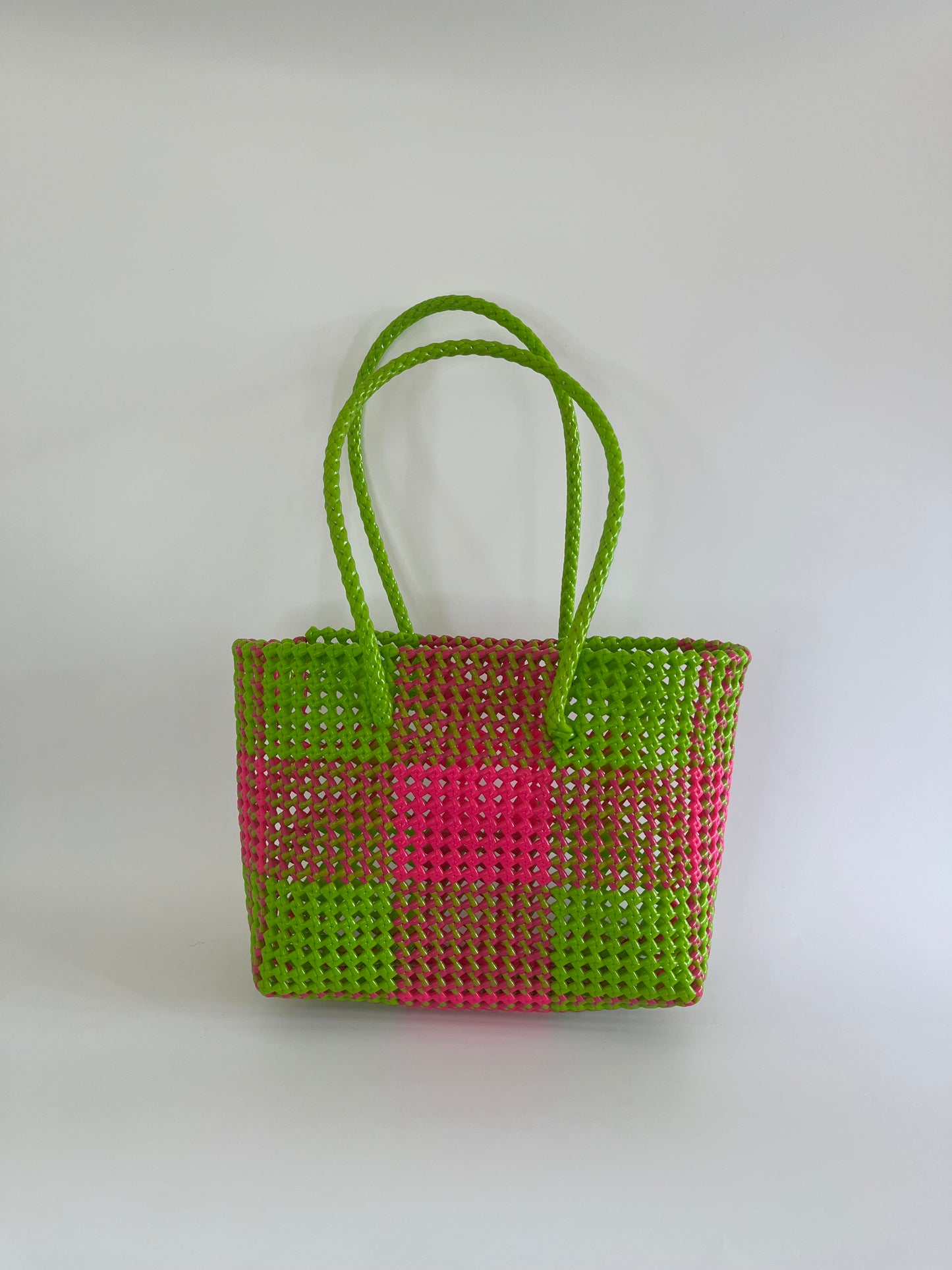 N°118M - SAC COLORÉ - MOYEN - vert clair & rose fluo