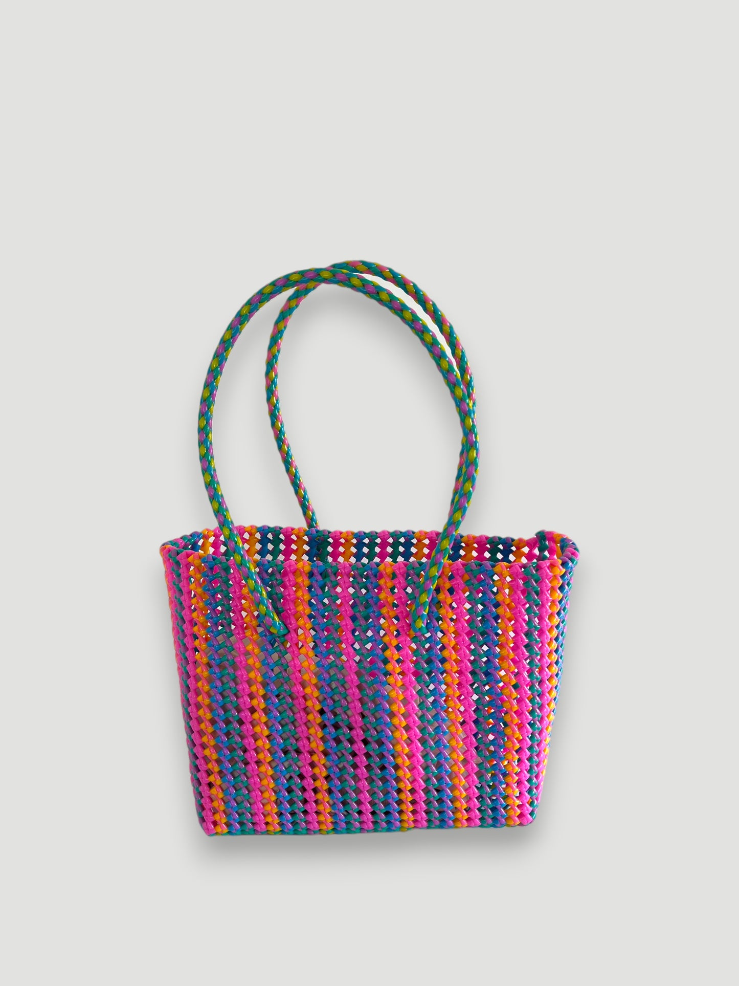 N°281M - SAC PANIER TRESSÉ MAIN - MOYEN - multicolors