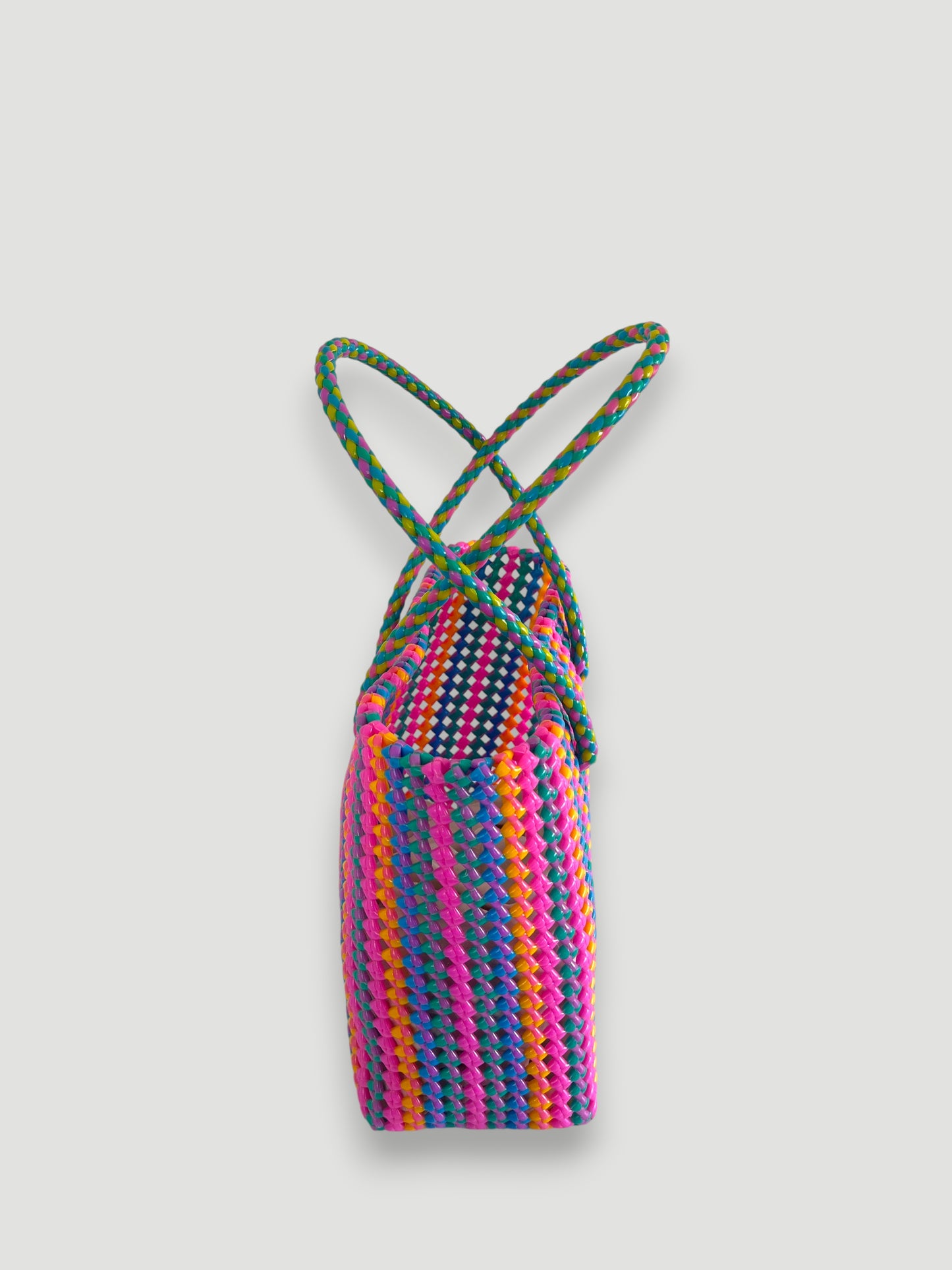 N°281M - SAC PANIER TRESSÉ MAIN - MOYEN - multicolors