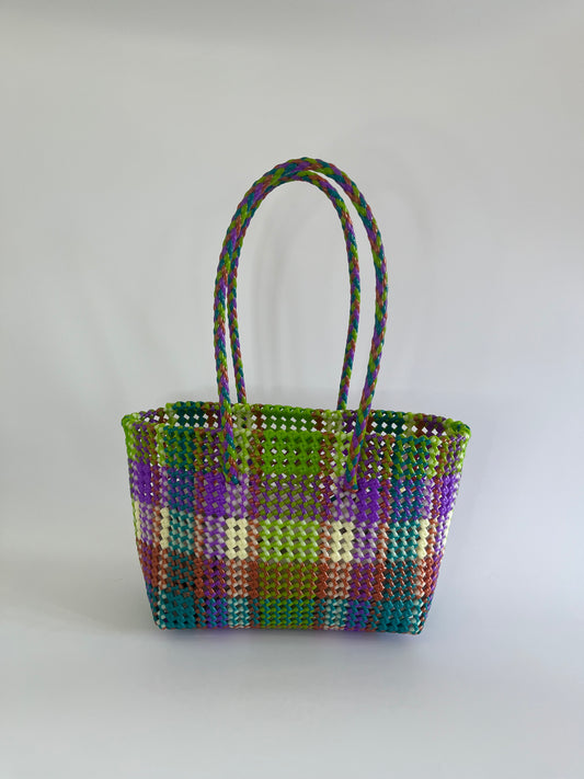 N°284M - SAC CABAS TRESSÉ MAIN - MOYEN - multicolors