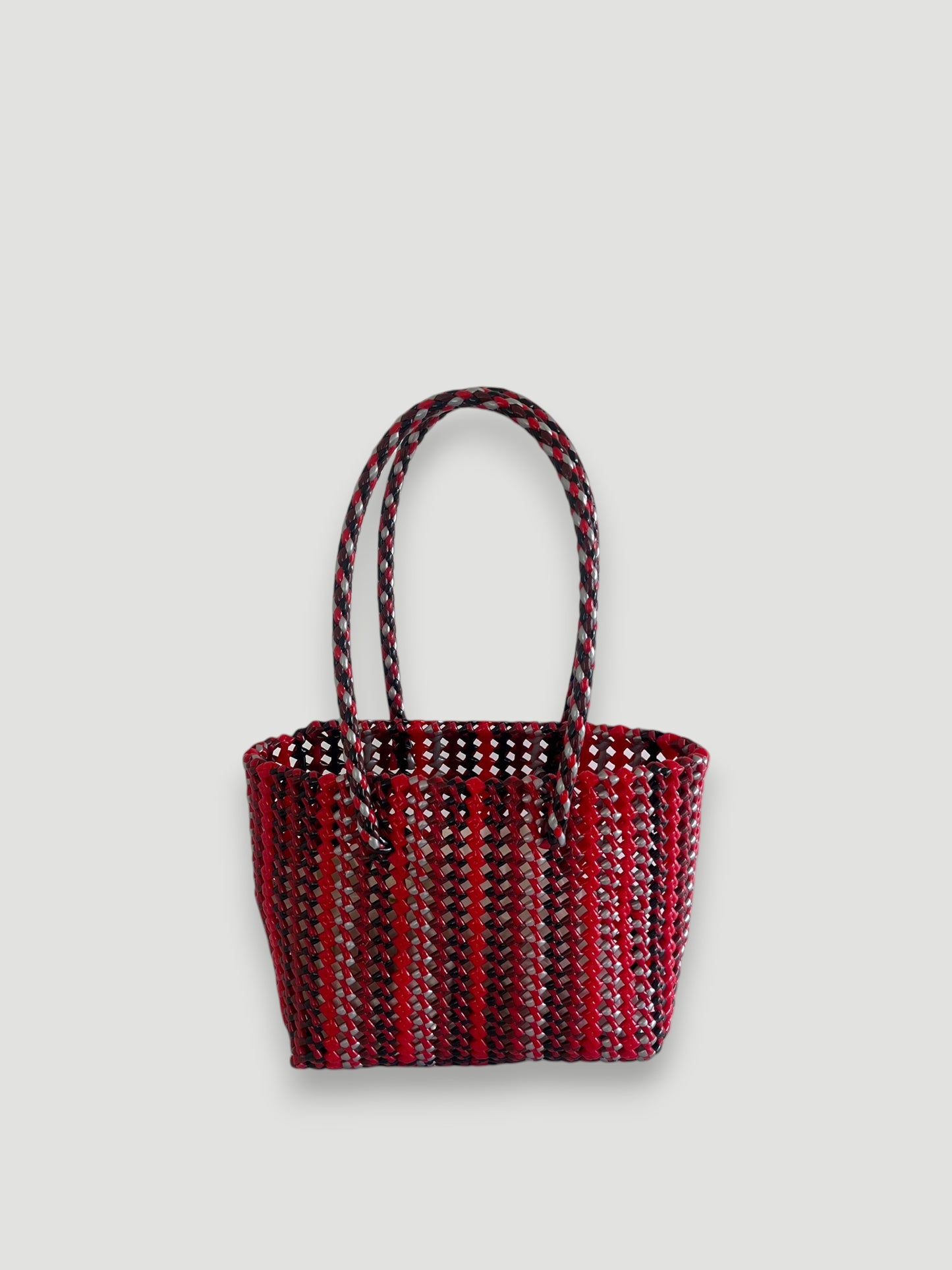 N°290S - SAC PANIER TRESSÉ MAIN - PETIT - multicolors