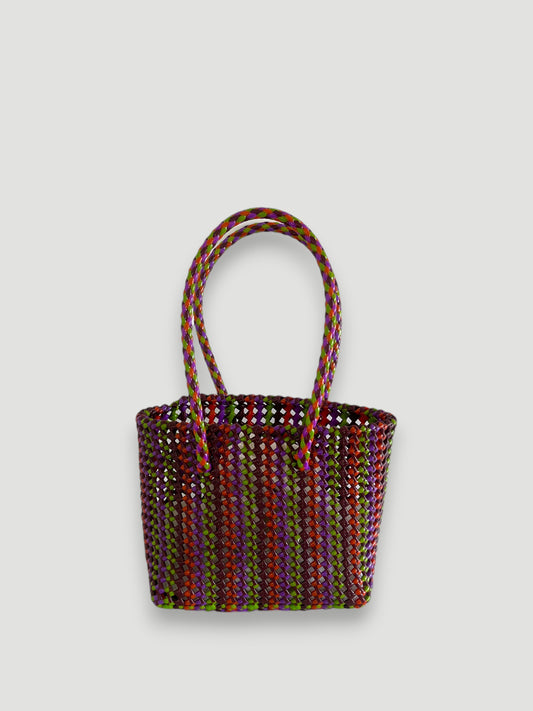 No. 296S - Hand-braided basket bag - small - multicoloured