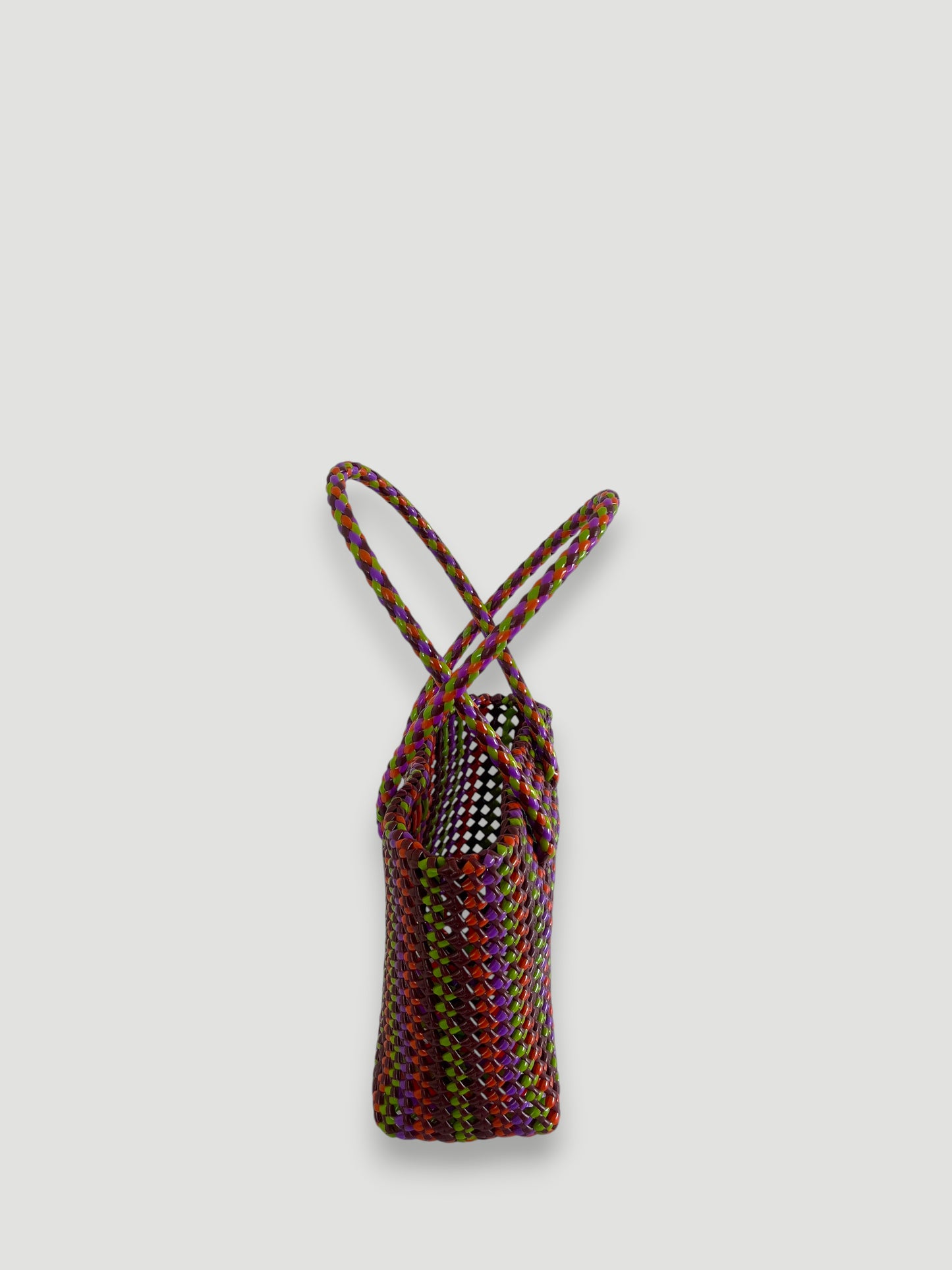 N°296S - SAC PANIER TRESSÉ MAIN - PETIT - multicolors
