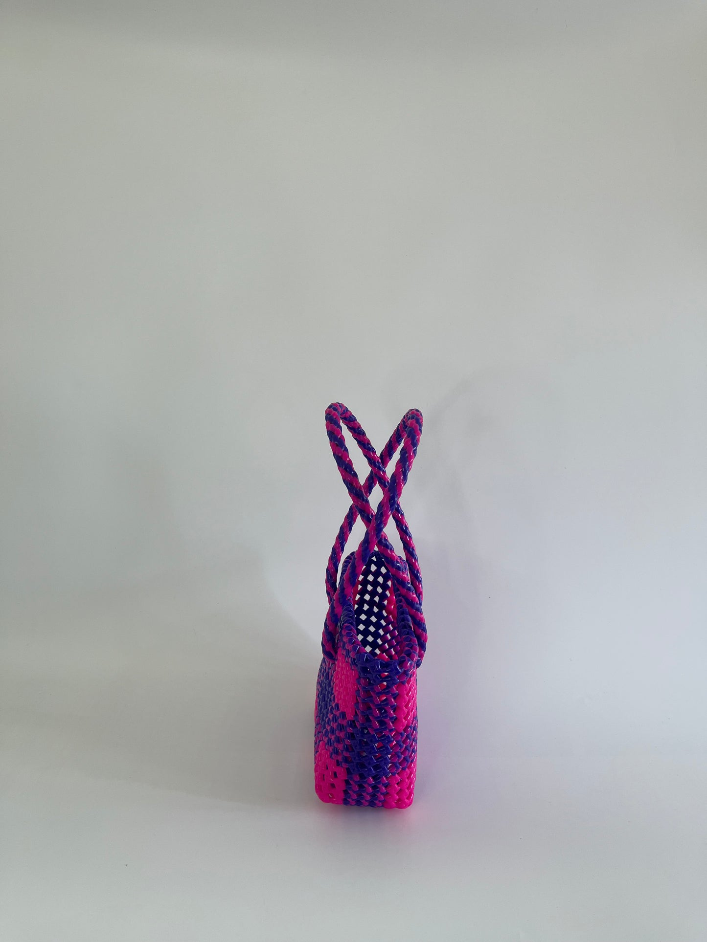 N°15XS - SAC COLORÉ - MINI - rose fluo & bleu foncé
