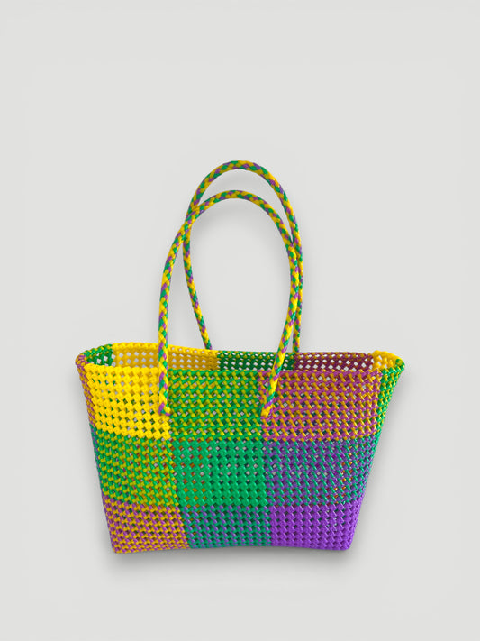 N°308L - SAC PANIER TRESSÉ MAIN - GRAND - multicolors
