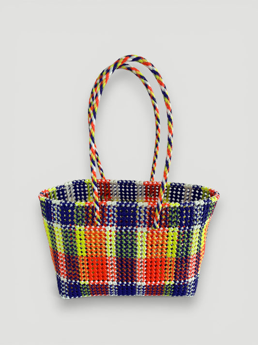 N°321L - SAC PANIER TRESSÉ MAIN - GRAND - multicolors