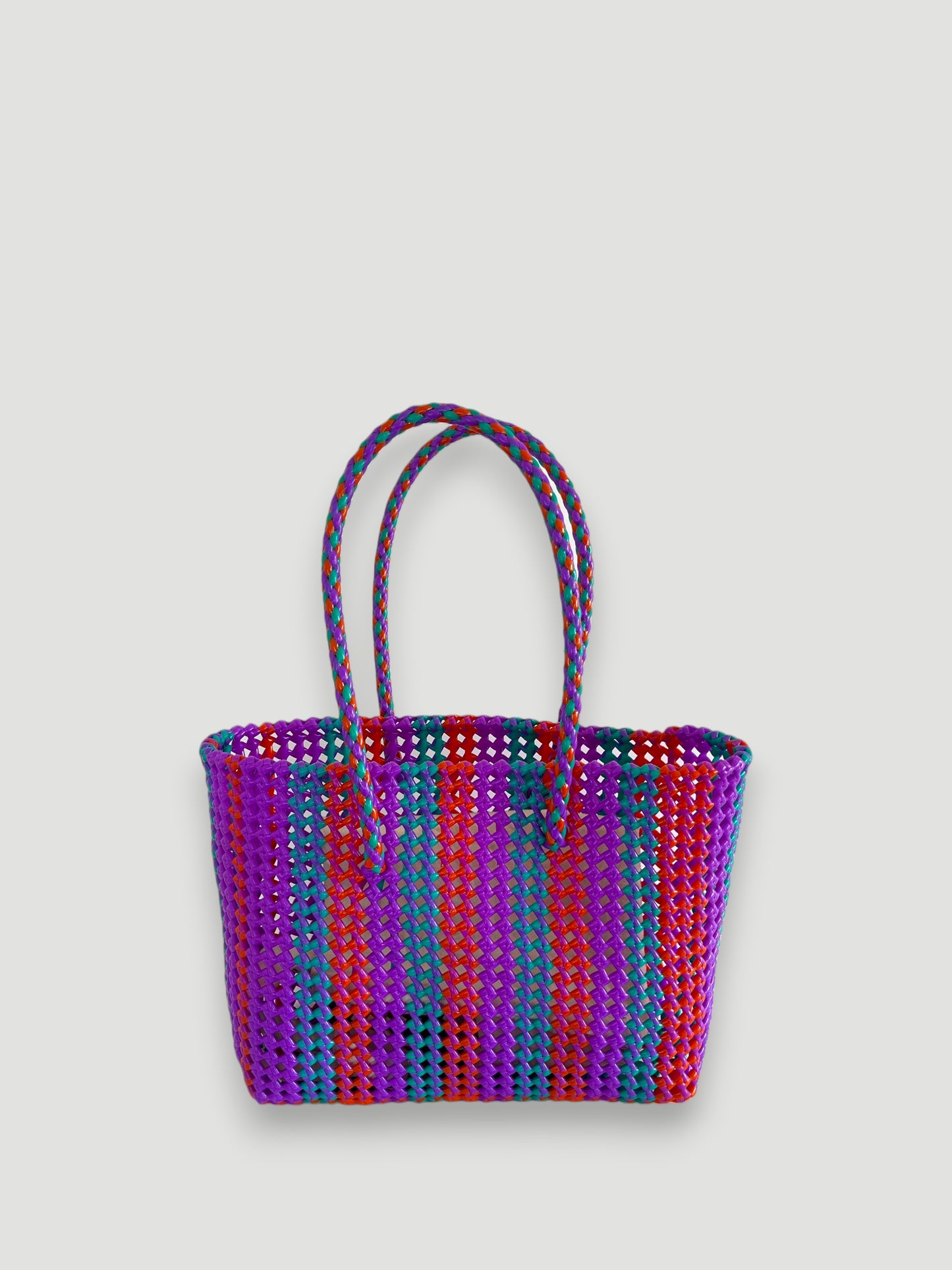 N°322M - SAC PANIER TRESSÉ MAIN - MOYEN - multicolors