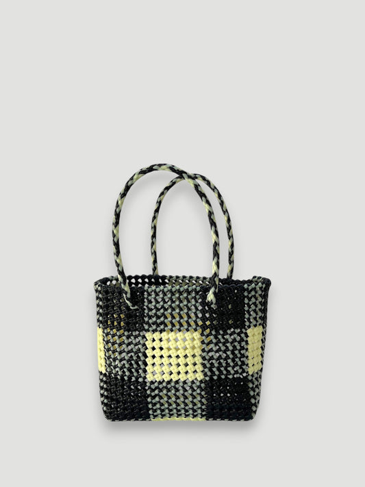 N°34S - SAC PANIER TRESSÉ MAIN - PETIT - noir & écru