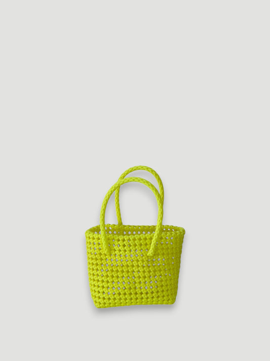 No. 40XS - Hand-woven basket bag - mini - fluorescent yellow