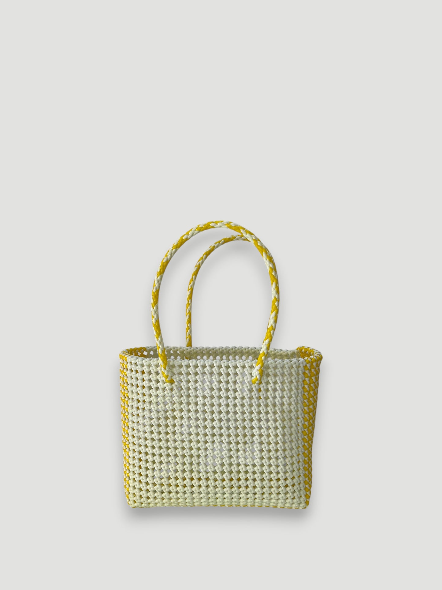 No. 172M - IMPERFECT BASKET BAG - MEDIUM - yellow &amp; white