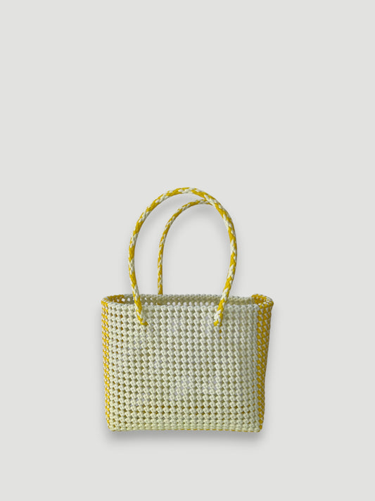 No. 172M - IMPERFECT BASKET BAG - MEDIUM - yellow &amp; white