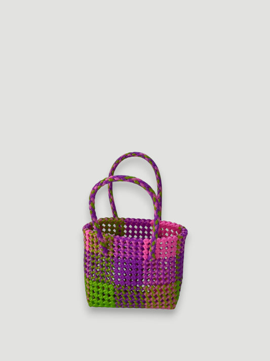 N°204XS - SAC PANIER TRESSÉ MAIN - MINI - multicolors