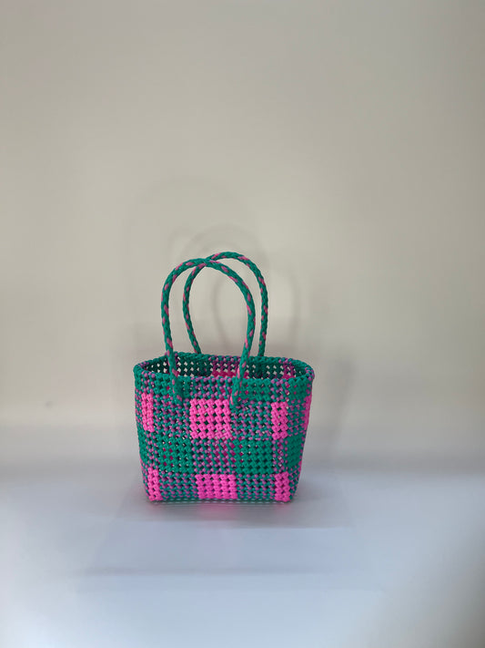 N°17S bis - SAC IMPARFAIT - PETIT - rose clair & turquoise