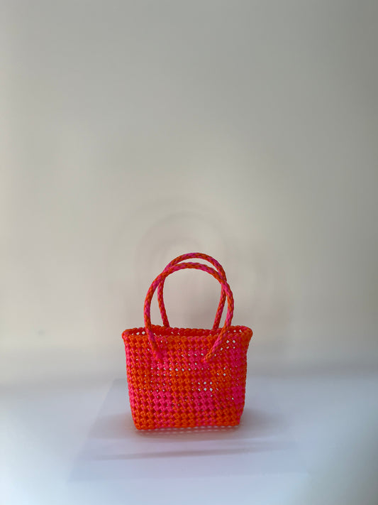 N°113XS - SAC IMPARFAIT - MINI - rose fluo & orange