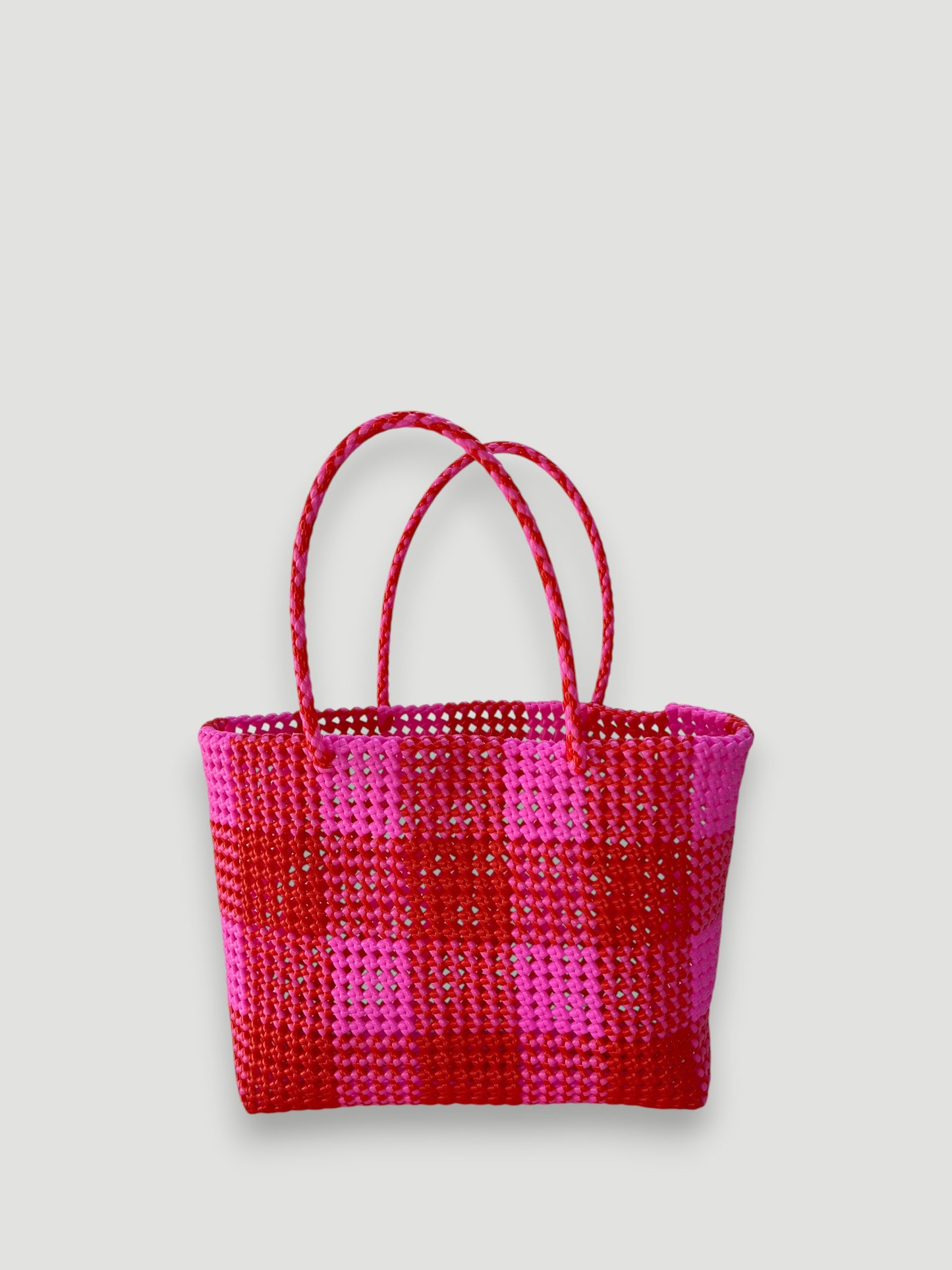 No. 12L - IMPERFECT BASKET BAG - LARGE - light pink &amp; red