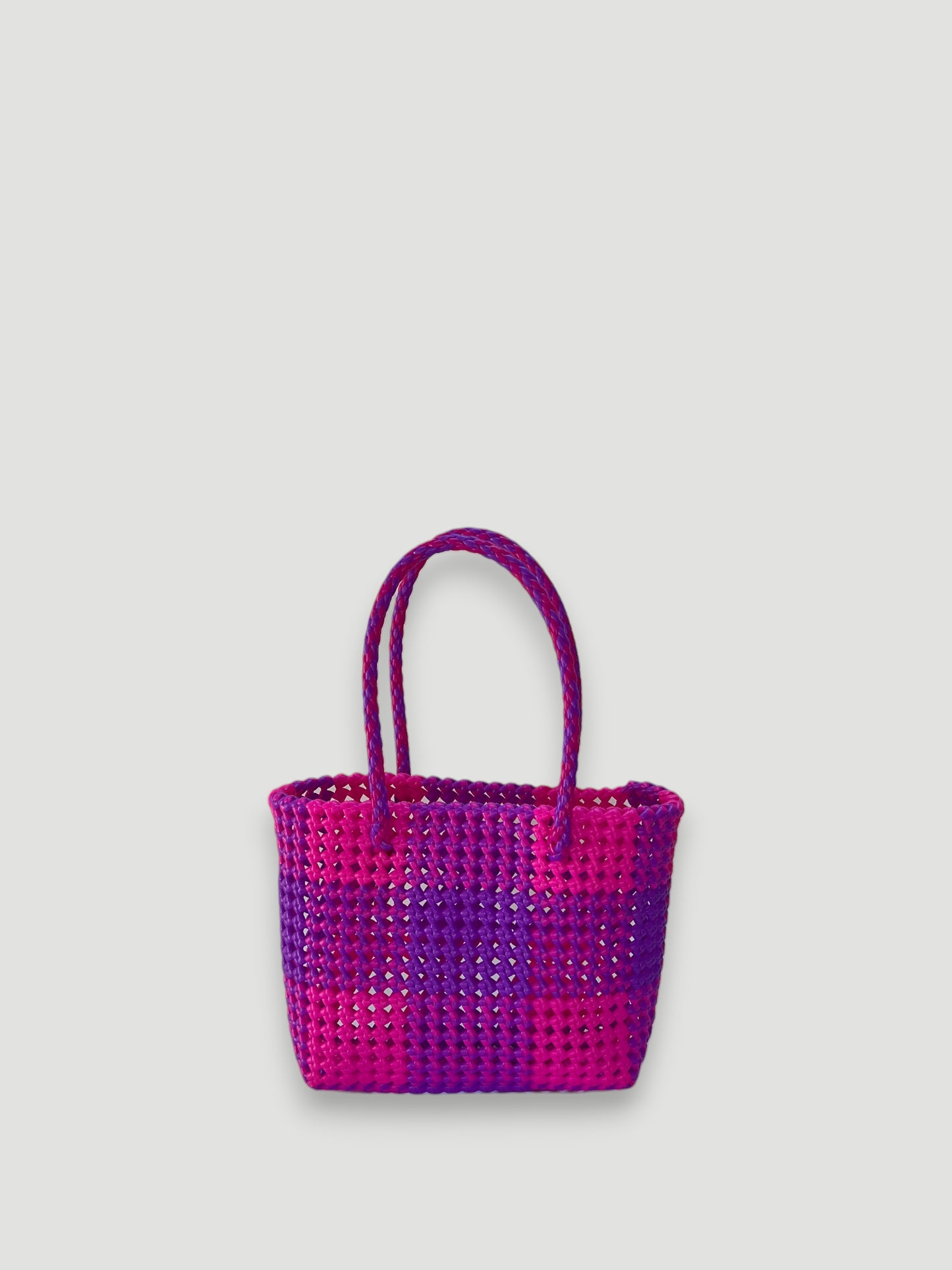 No. 88S - IMPERFECT BASKET BAG - SMALL - neon pink &amp; purple