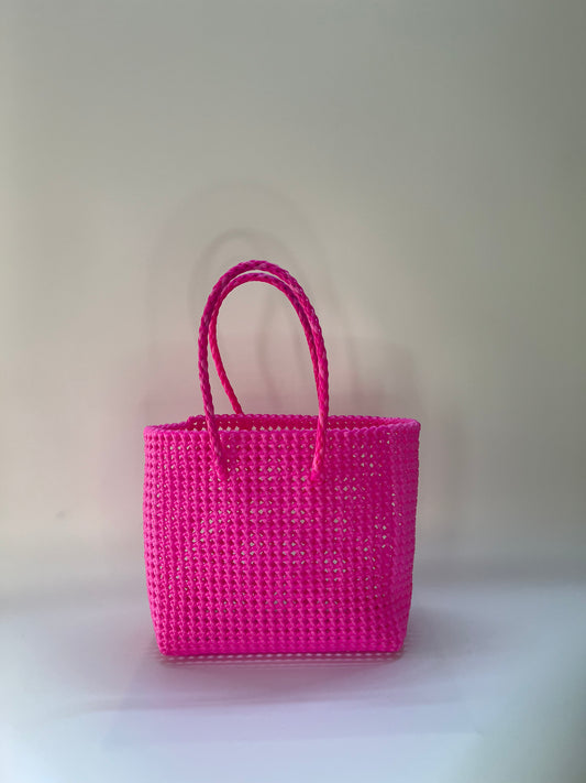 N°38M - SAC COLORÉ - MOYEN - rose fluo & rose clair
