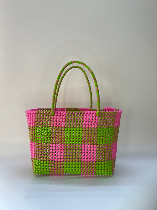 N°21L bis - SAC IMPARFAIT - GRAND - rose clair & vert clair