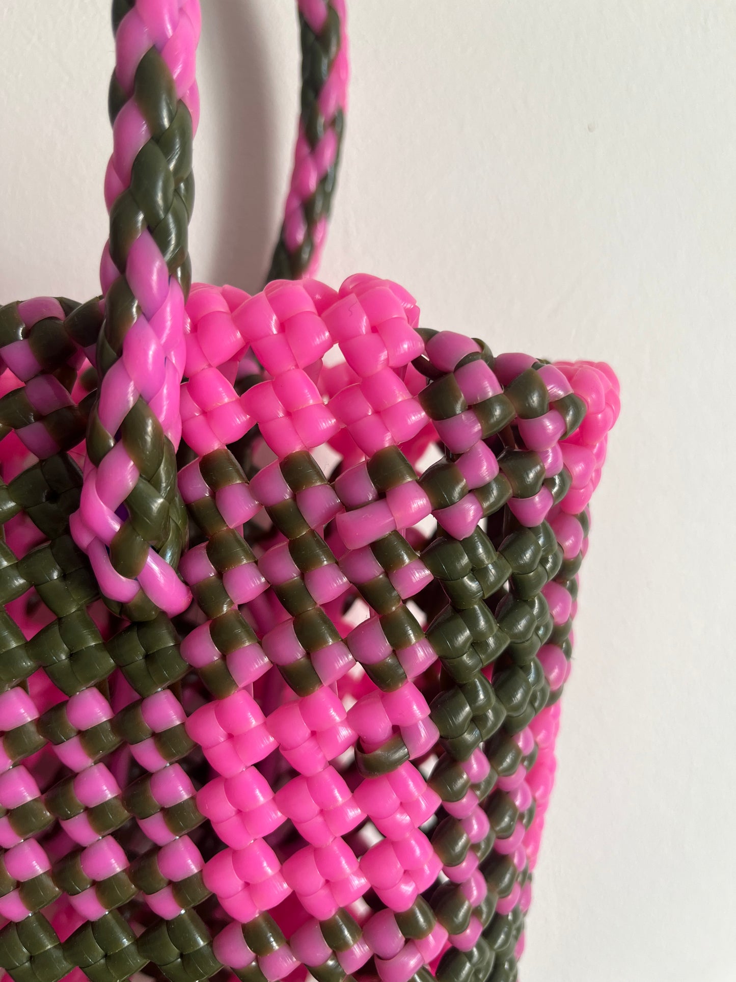 N°59XS - SAC IMPARFAIT - MINI - kaki & rose fluo