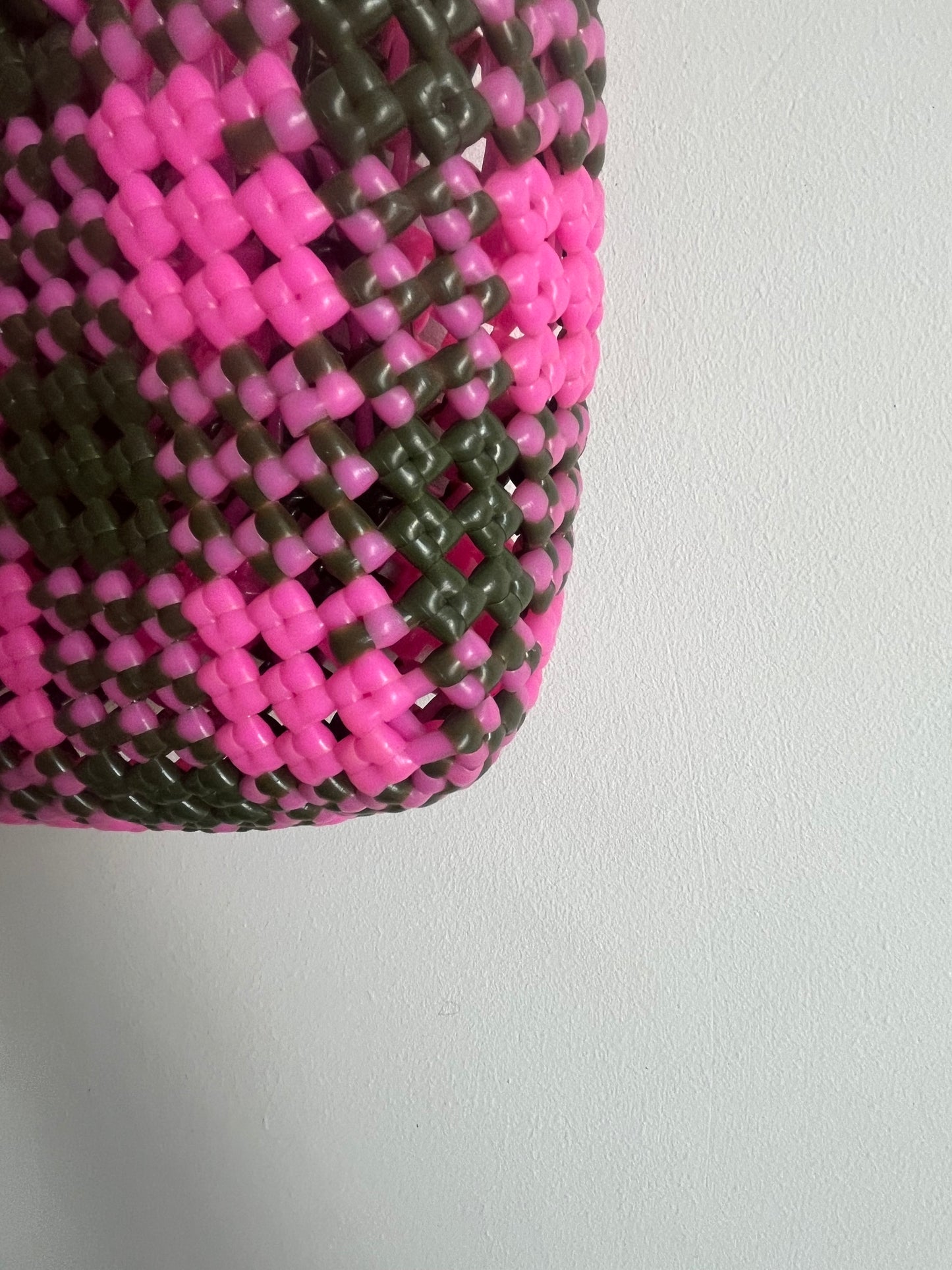 N°59XS - SAC IMPARFAIT - MINI - kaki & rose fluo