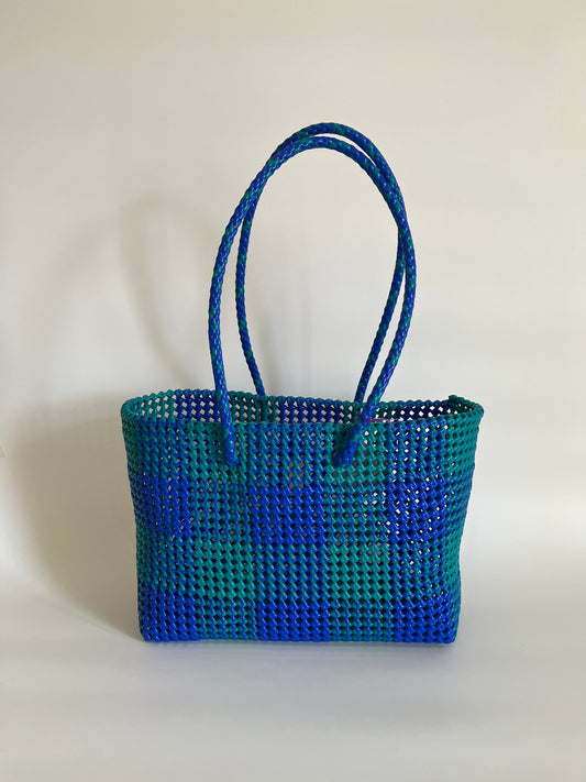 N°338L - SAC COLORÉ - GRAND - Bleu foncé & turquoise