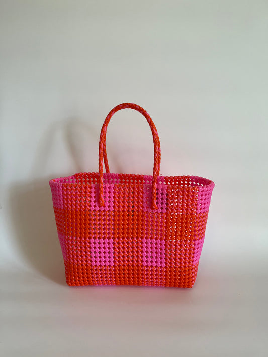 N°337L - SAC COLORÉ - GRAND - Rose clair & orange