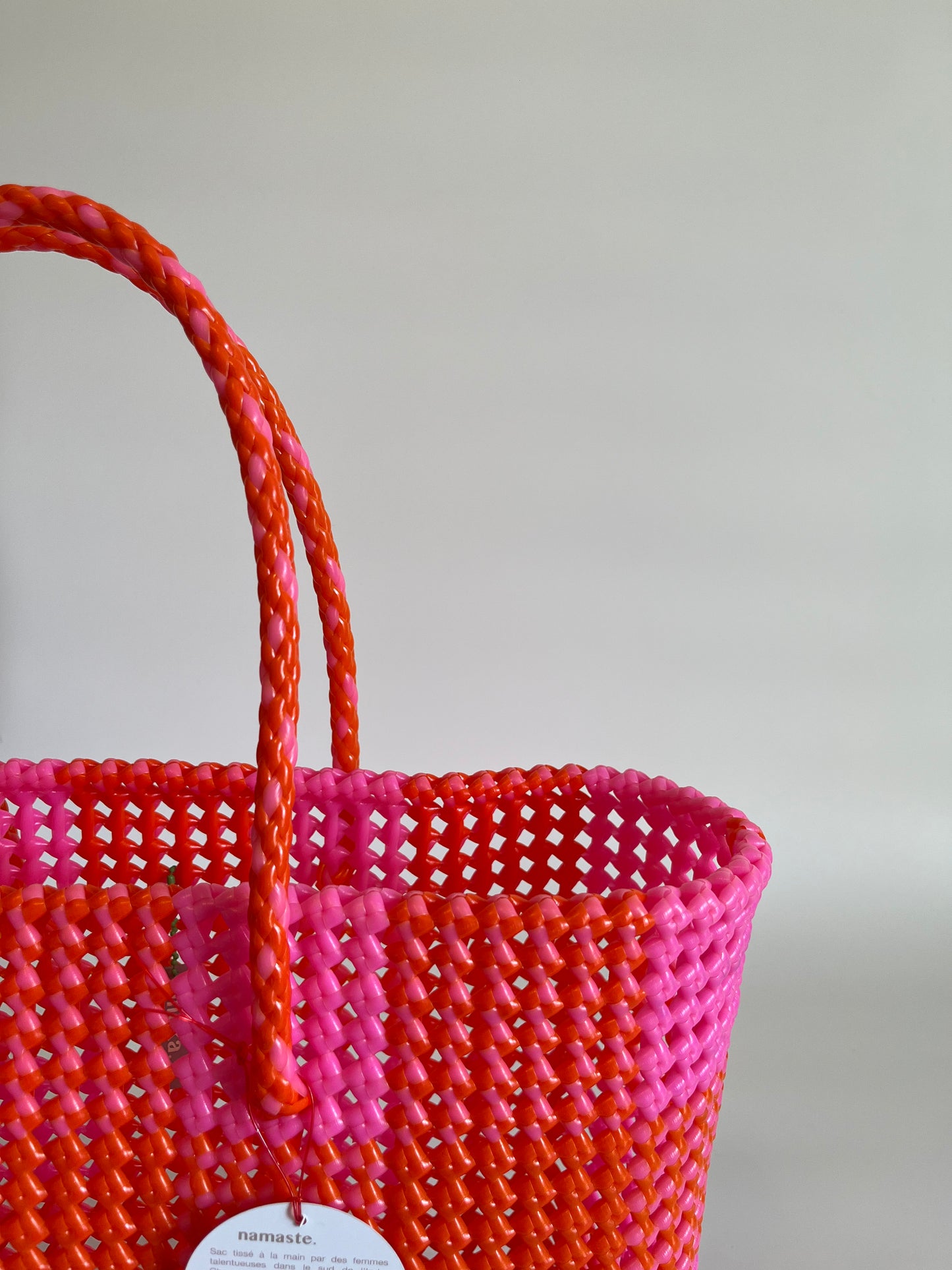 N°337L - SAC COLORÉ - GRAND - Rose clair & orange