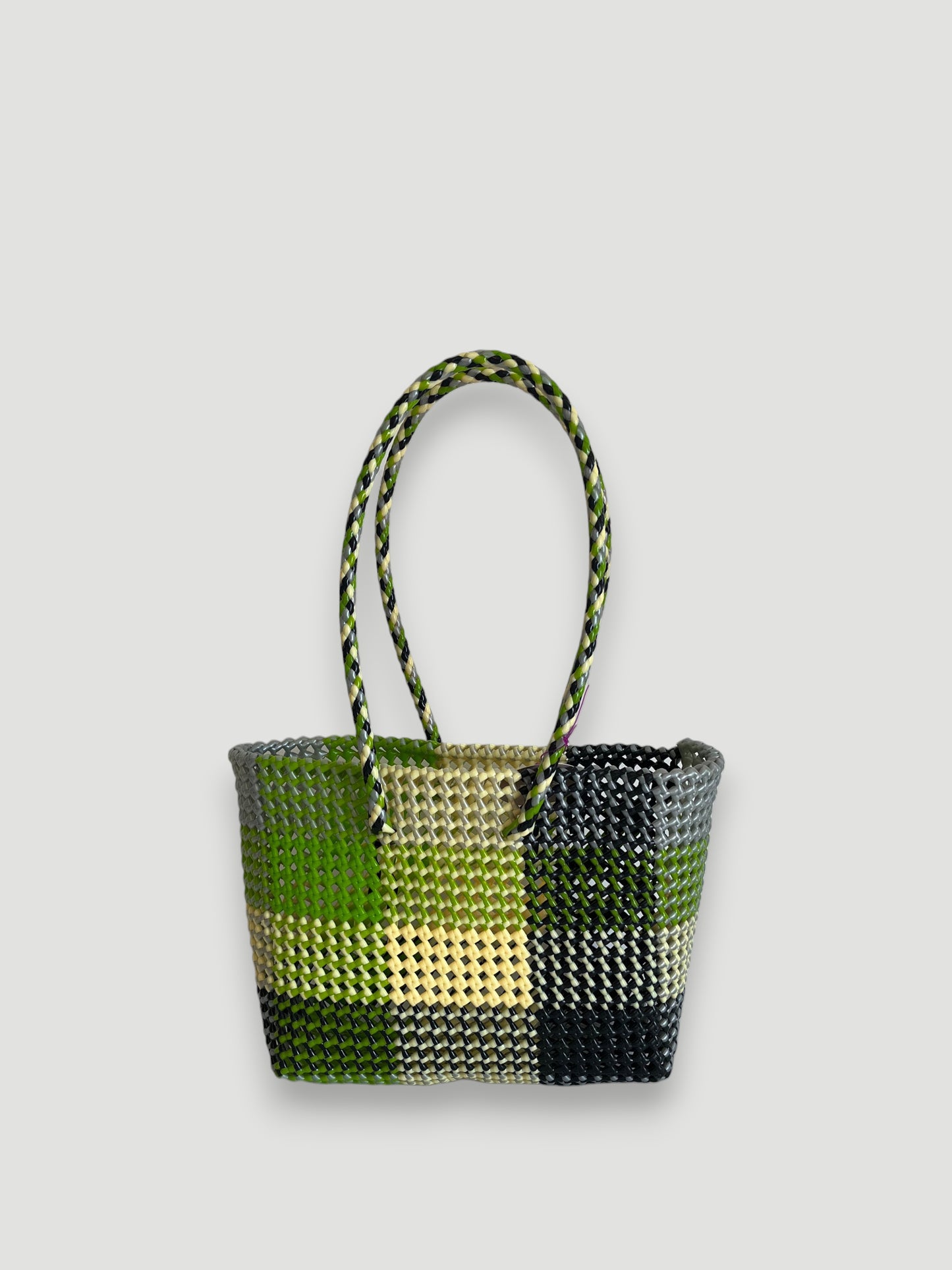 N°335M - SAC PANIER TRESSÉ MAIN - MOYEN - multicolors