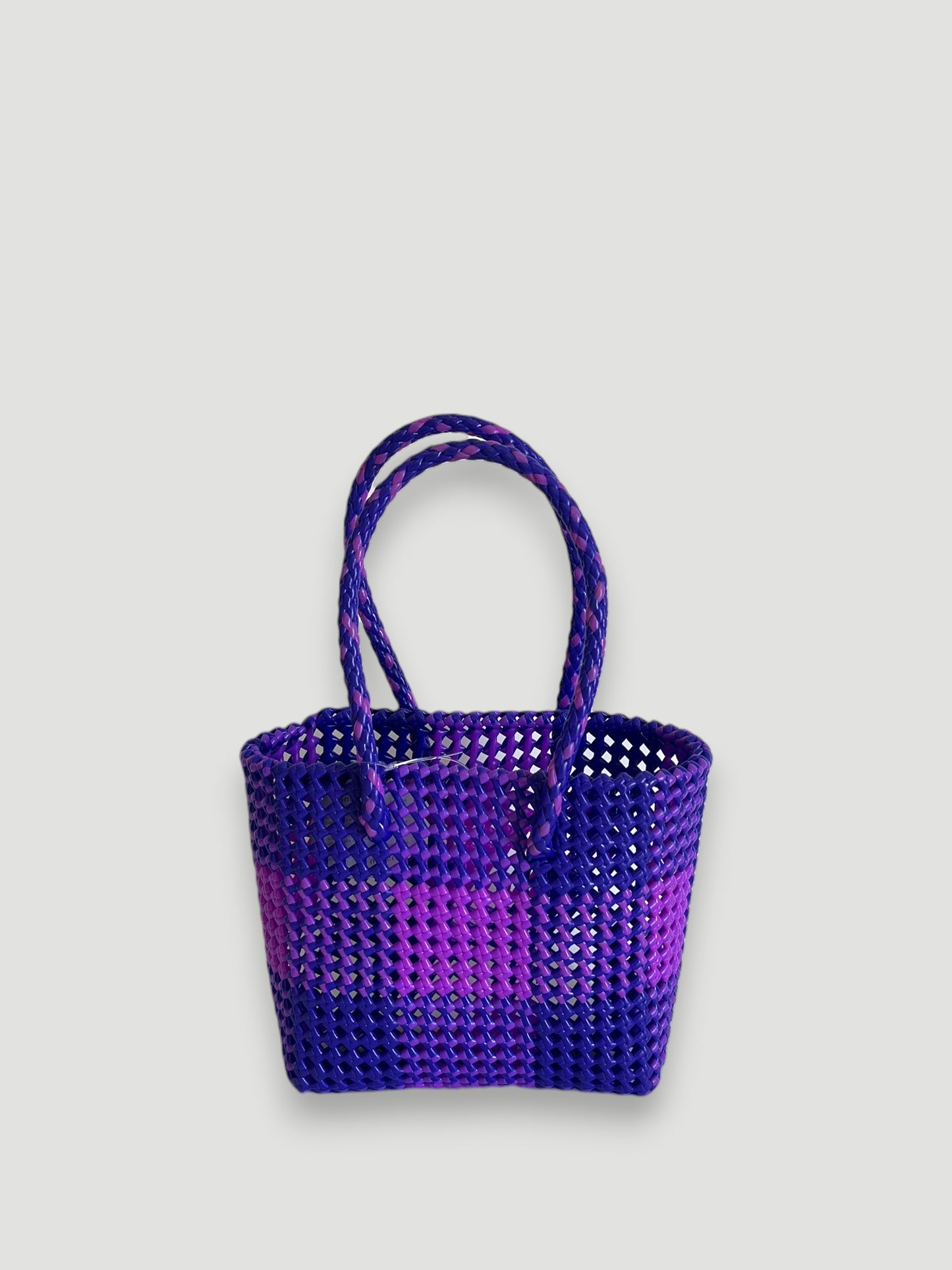 No. 332S - Hand-braided basket bag - small - dark purple &amp; purple
