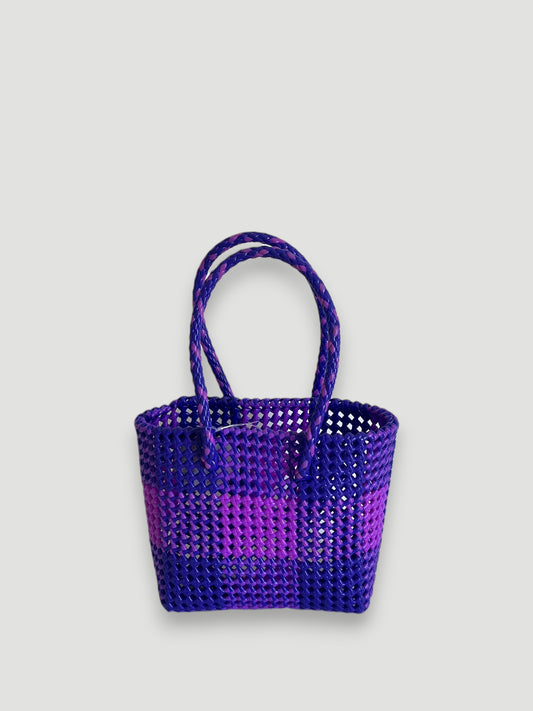 No. 332S - Hand-braided basket bag - small - dark purple &amp; purple