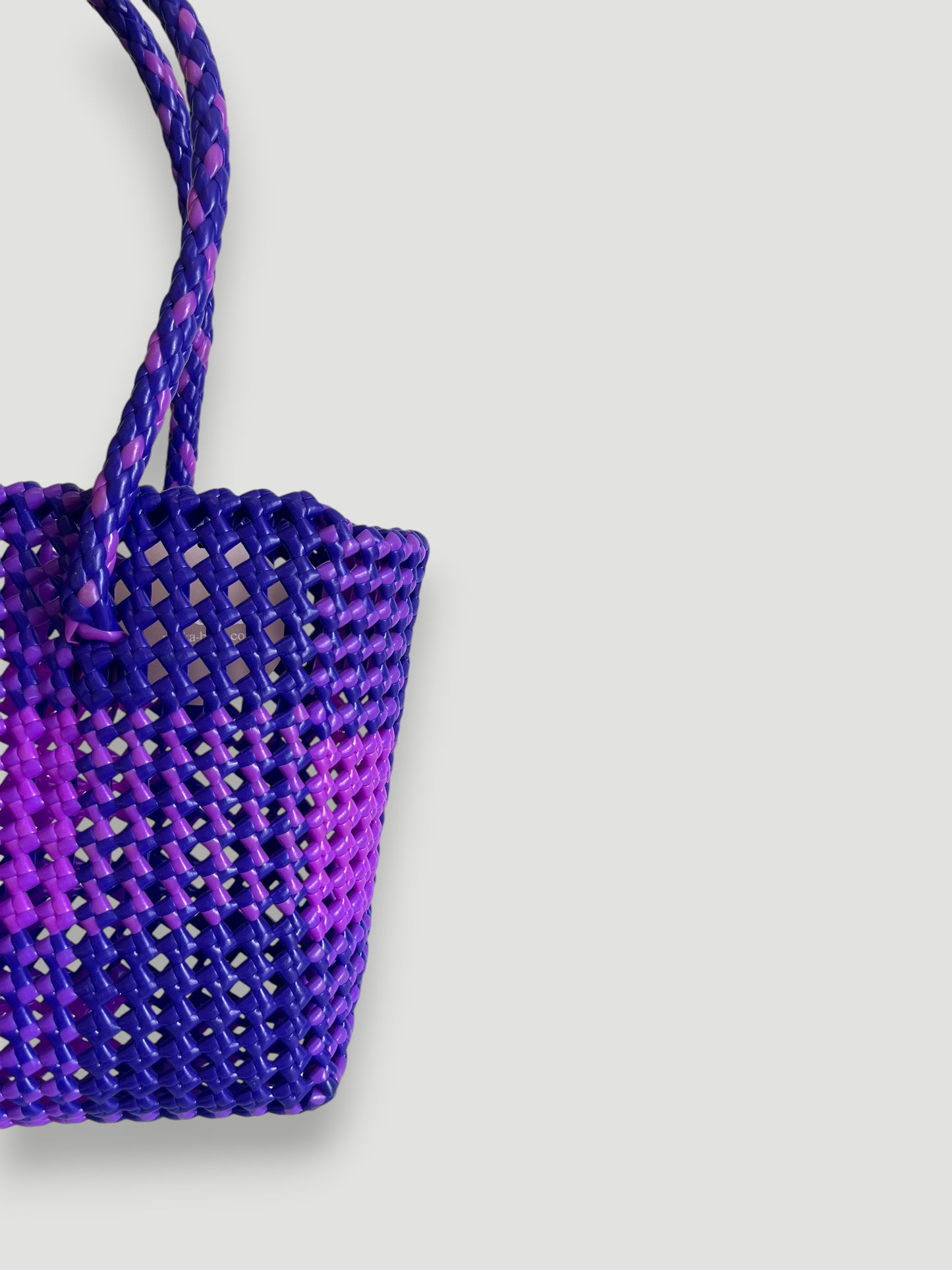 No. 332S - Hand-braided basket bag - small - dark purple &amp; purple